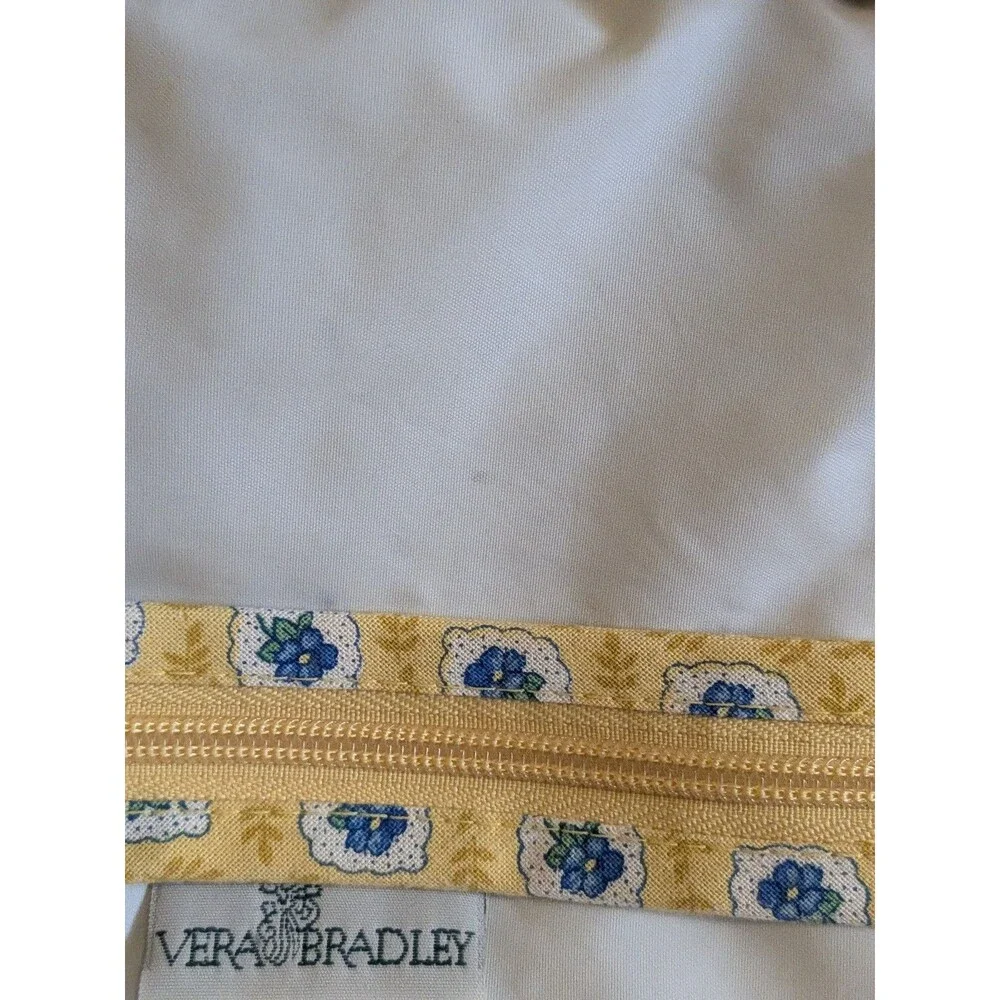 Rare Vintage Vera Bradley ELIZABETH Yellow Round Travel Cosmetic Bag Case Train